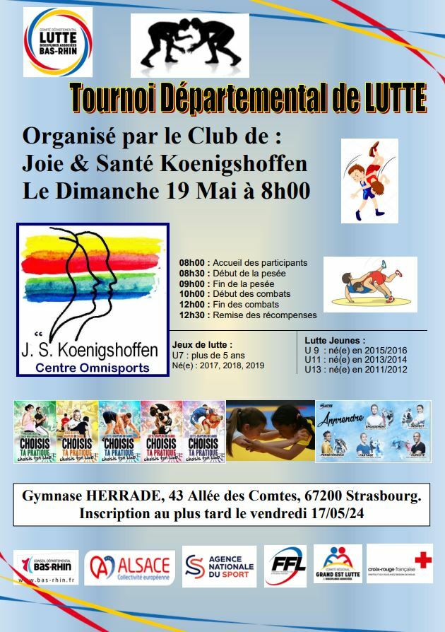 Tournoi de LUTTE 67 - LE 19/05 à Strasbourg