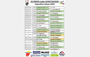 Calendrier de l'équipe 1 &amp; 2